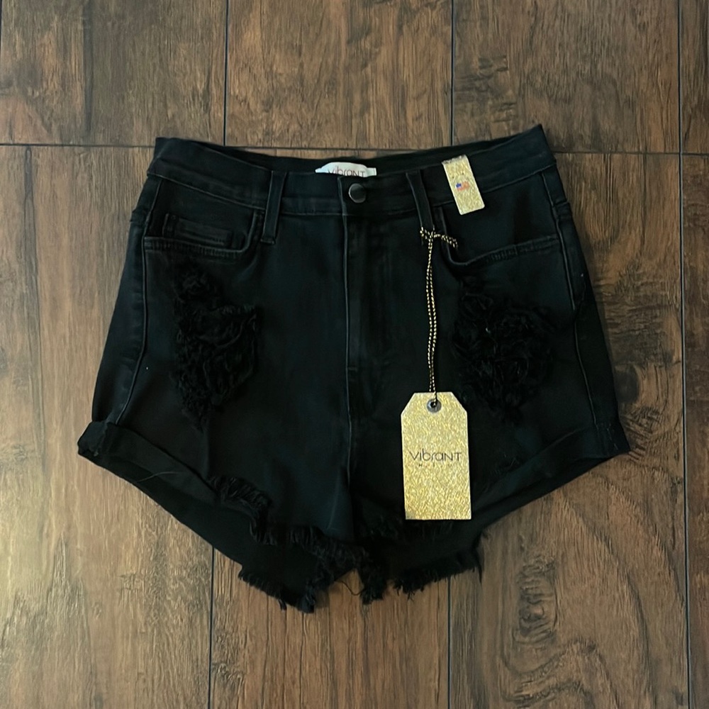 Vibrant Black High Waisted Shorts